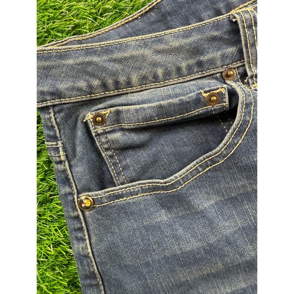 Ed Hardy Brave Hearts Eagle Wide Leg Denim Jeans W34 Y2K VTG Embroidered Graphic - Picture 4 of 15